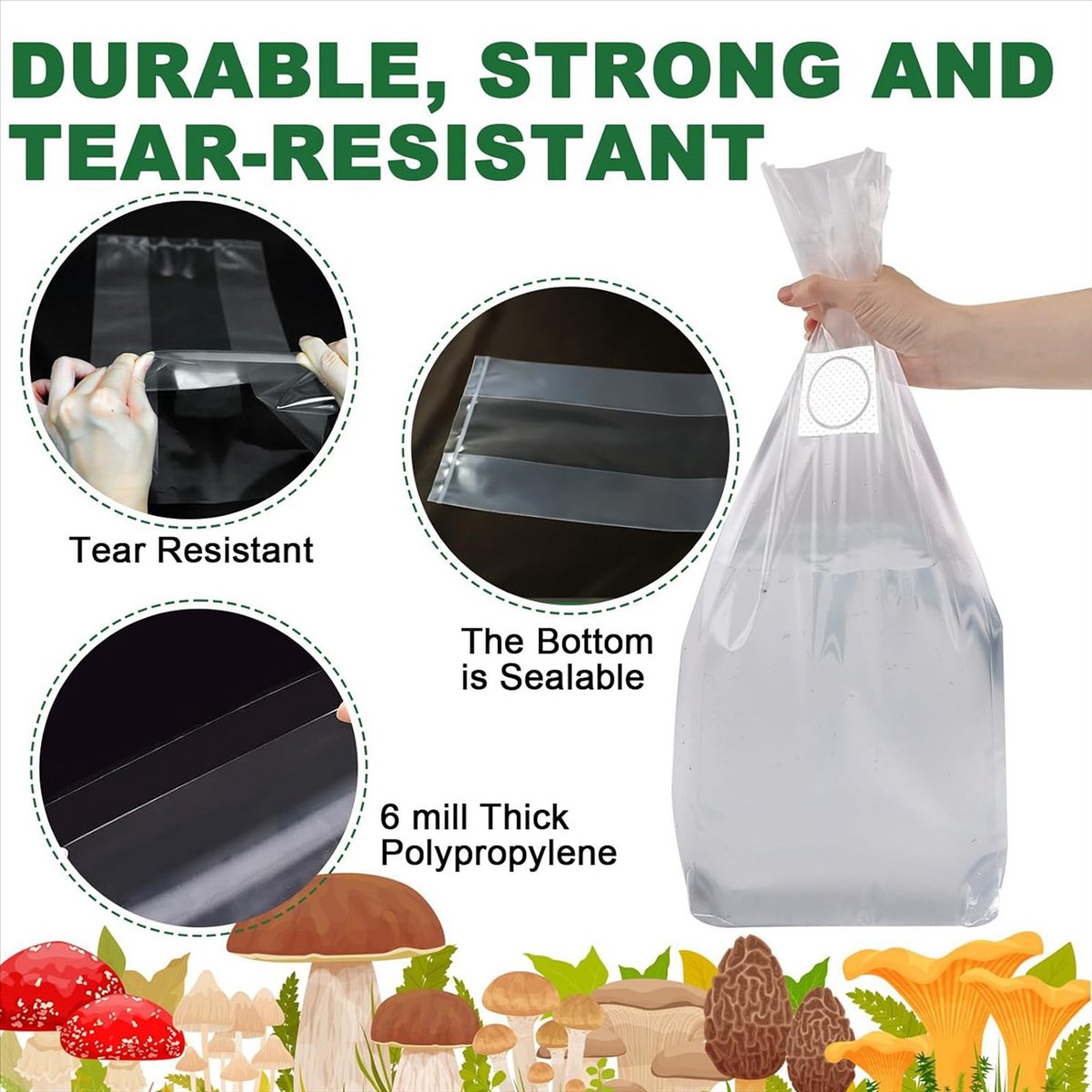 Mushroom Grow Bags,25 Pack Pol - Mushroom Spawn Bag 评论和价格