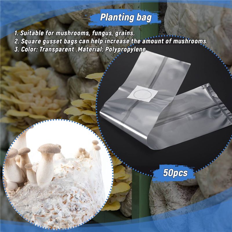 50Pcs 10X20 Inch PVC Mushroom  - Mushroom Spawn Bag 评论和价格