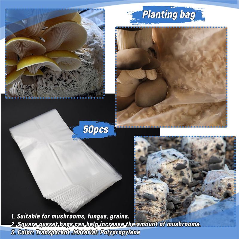 ABSJ-50Pcs 10X20 Inch PVC Mush - Mushroom Spawn Bag 评论和价格